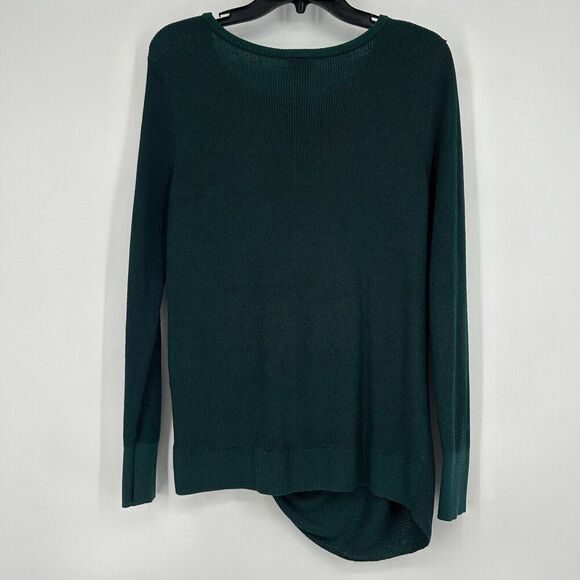 Chicos 1 Size M Side Twist Sweater Forest Green Ribbed Knit Long Sleeve - Picture 6 of 10